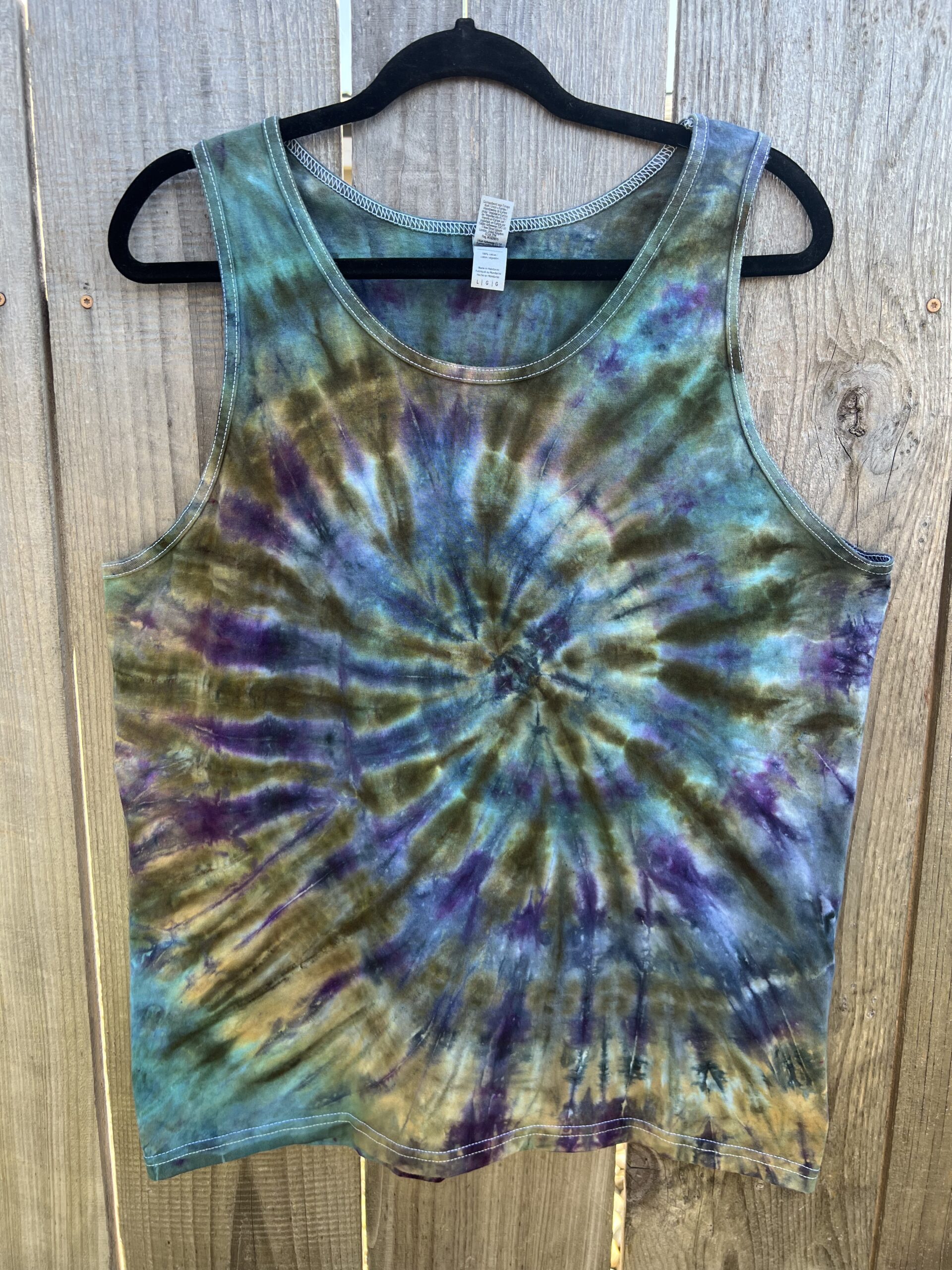 2XL Ice Dyed Rainbow Spiral Tie Dye T-shirt